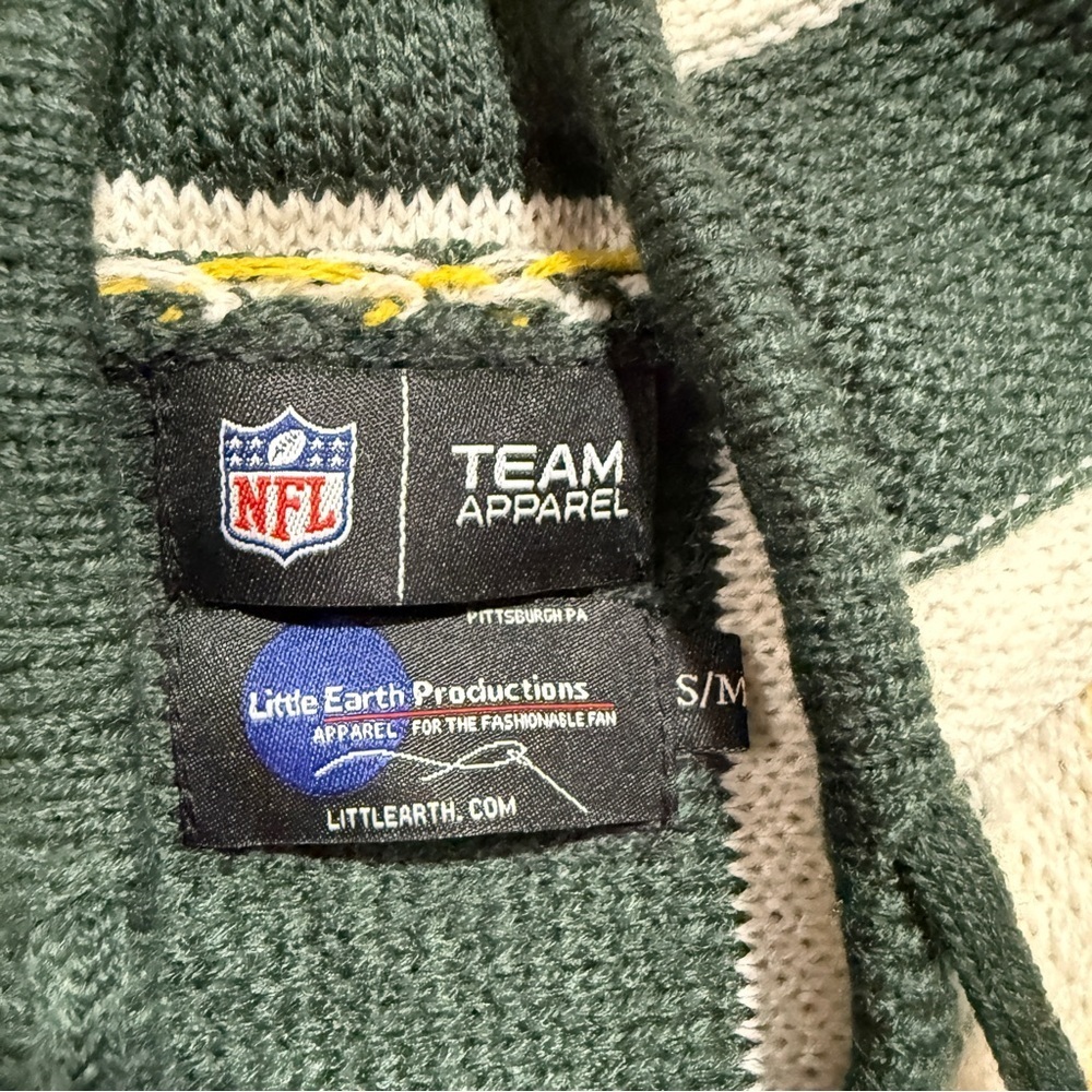 NFL Green Bay Packers Knit Baja Hoodie - Green, White & Yellow Size Medium - Picture 5 of 8